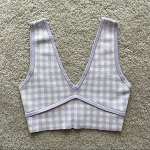 Zara purple and white gingham crop tank top size M